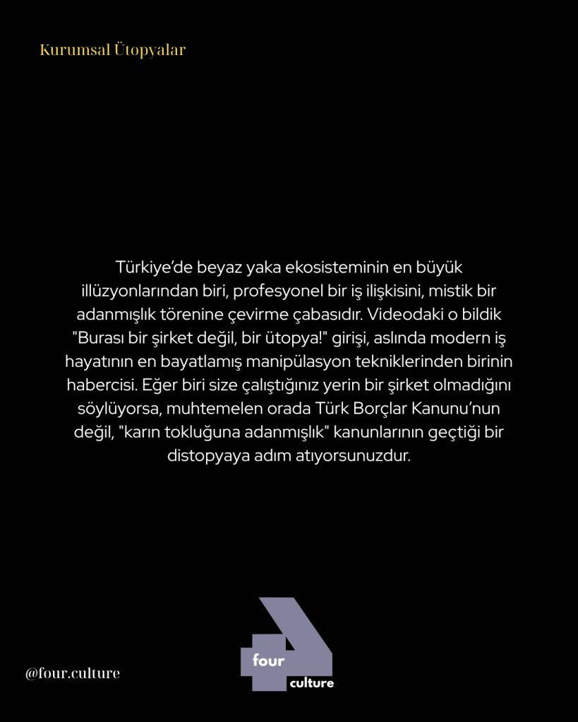 Video, Türkiye'deki beyaz yaka ekosistemine dair eleştirel bir bakış sunarak, iş hayatının manipülasyonlarına dikkat çekiyor.