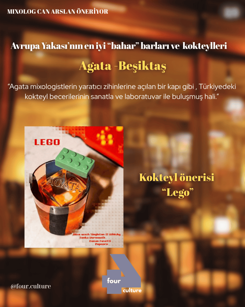Agata barında 'Lego' kokteylinin tanıtımı, yaratıcı bir sunum ile.